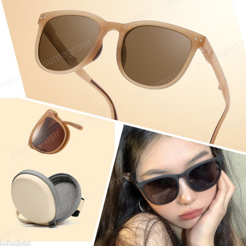 Kacamata Hitam Lipat -  Pria Wanita Sunglasses Model Gaya Korea Korean fashion fleksibel lentur