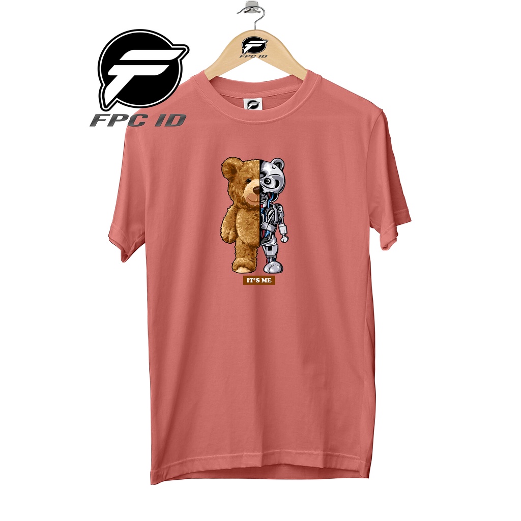 Kaos Beruang Bear Robot Cotton Combed 30s Pakaian Pria Atasan Wanita Jumbo Pilihan Favorit Fpc Id