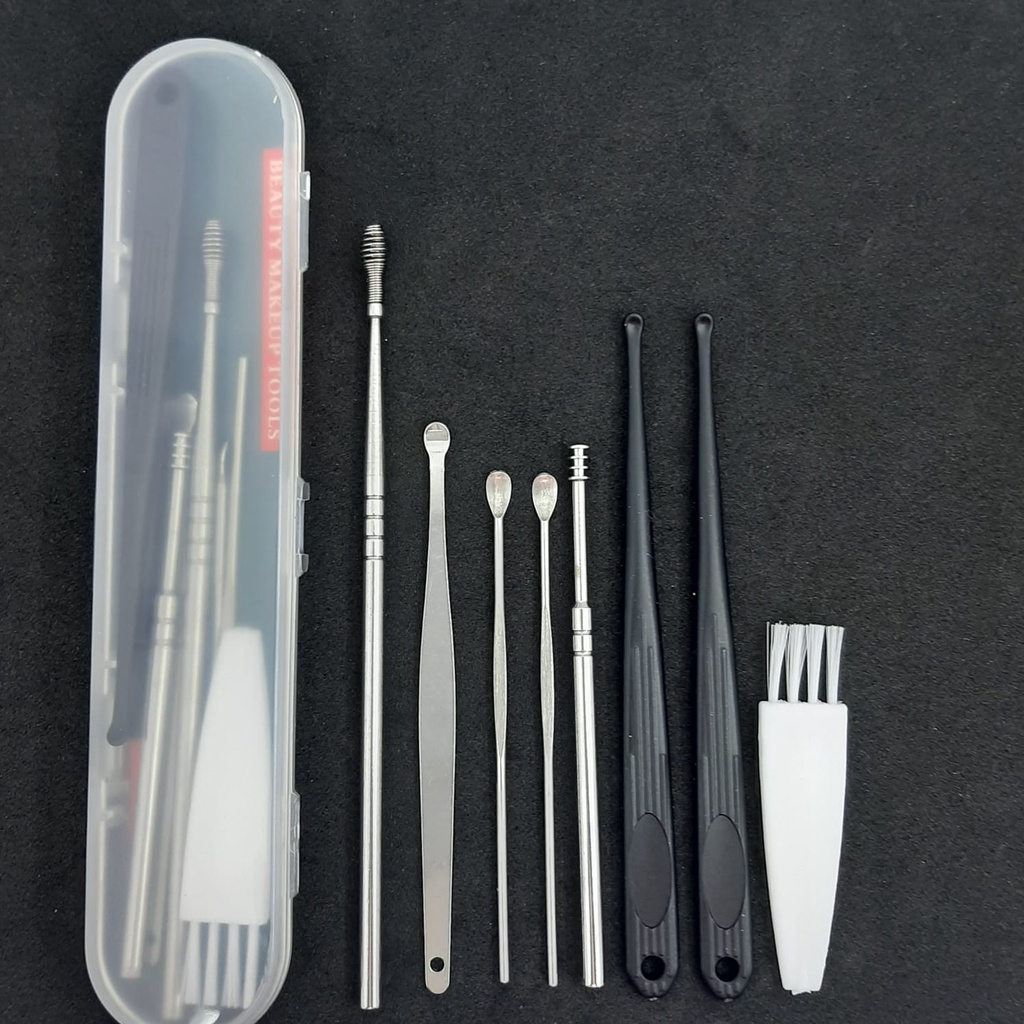 KOREK KUPING 8 IN 1 STAINLESS STEEL / PEMBERSIH TELINGA 8 IN 1 STAINLESS STEEL