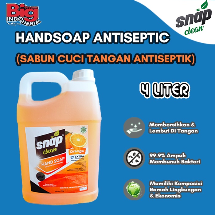 Sabun Cuci Tangan Antiseptik Hand Soap Snap Clean 4 Liter