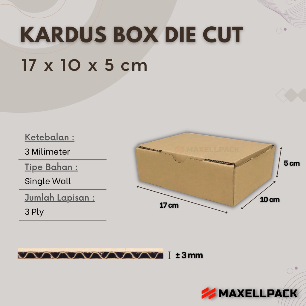 

Kardus Box Die Cut 17x10x5 CM Dus Packing Hampers Polos