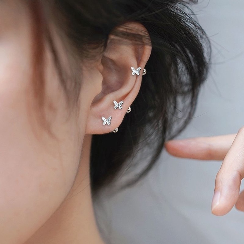 Anting Stud Desain Simpul Hollow Ukuran Kecil Serbaguna Untuk Wanita