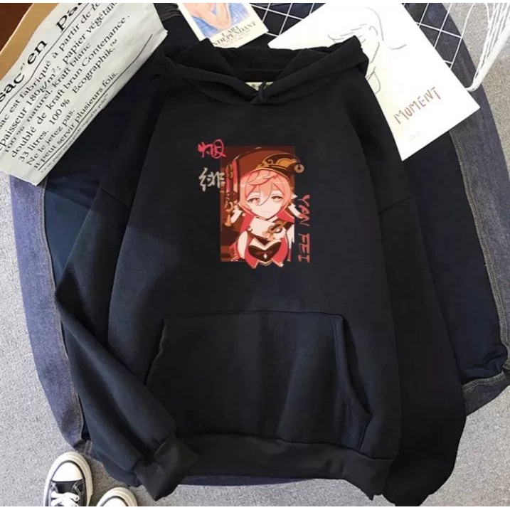 Sweater Anime prempuan Hoodie Genshin Dampak Yanfei permainan populer streetwear Hoodie anime