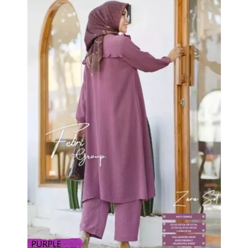 ZIRA Set Crinkle Airflow Jumbo LD 120 - ZIRA Set / One Set Jumbo Crinkle Premium Motif Polos / Setelan Wanita / Stelan Long Tunik Busui / Setelan Long Tunik Polos Plisket / one set plisket premium / setcel polos crinkle / One set polos / Set premium