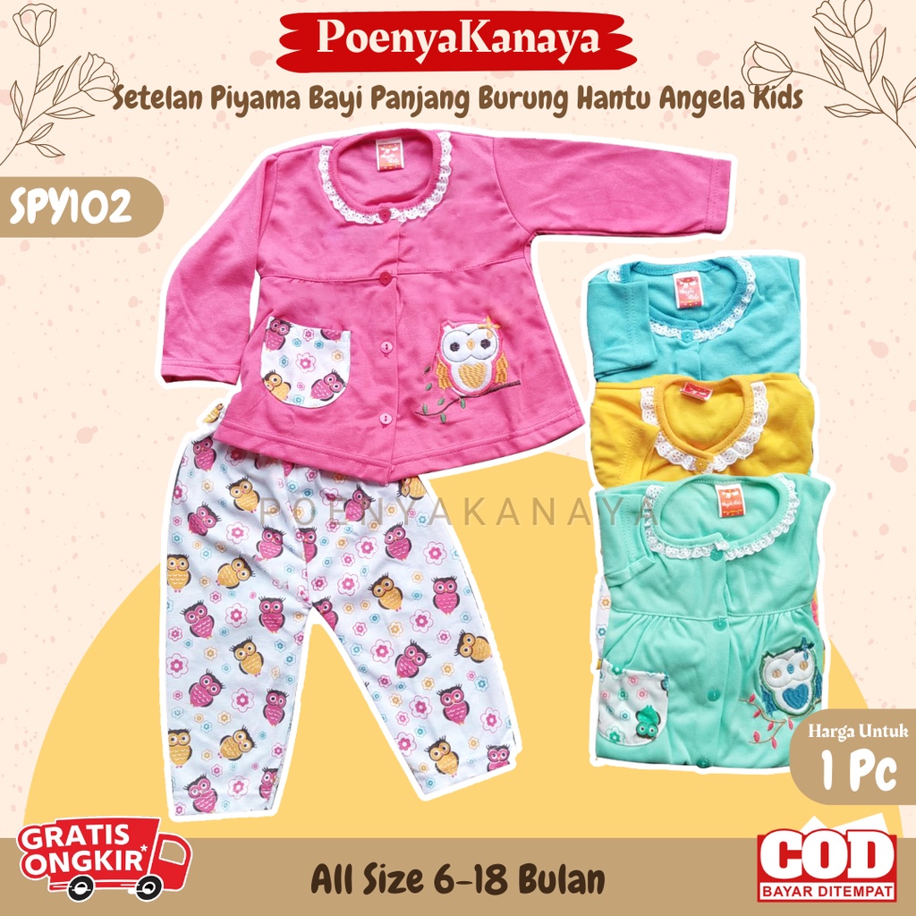 Setelan Baju Bayi Piyama Bayi Panjang Perempuan BURUNG HANTU Angela Kids 6-18 bln SPY102