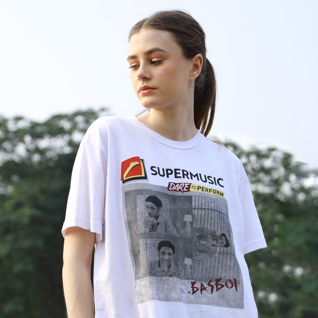 T-shirt SuperMusic - SuperMusic x Basboi - Kaos Katun Pria & Wanita
