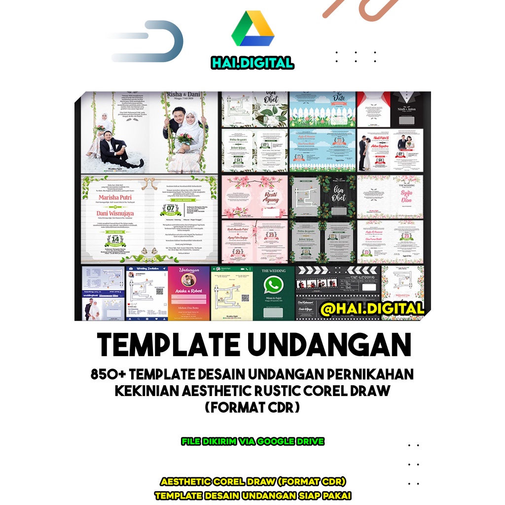 850+ Template Desain Undangan Pernikahan Kekinian Aesthetic Rustic Corel Draw (Format CDR)