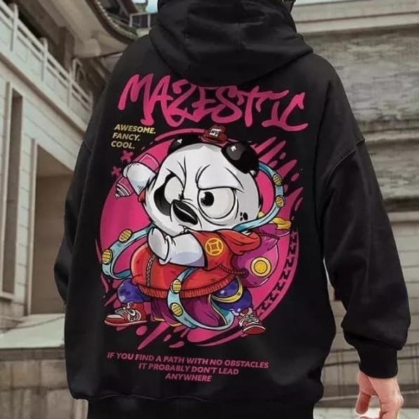 Sweater Hoodie PANDA MAZESTIC Jumper Pria Wanita bahan Fleece Tebal Ukuran S M L XL XXL XXXL