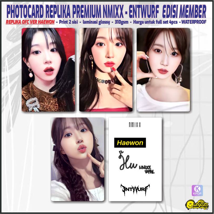 Photocard Set Premium Replika NMIXX Entwurf / print 2 sisi glossy / anti air