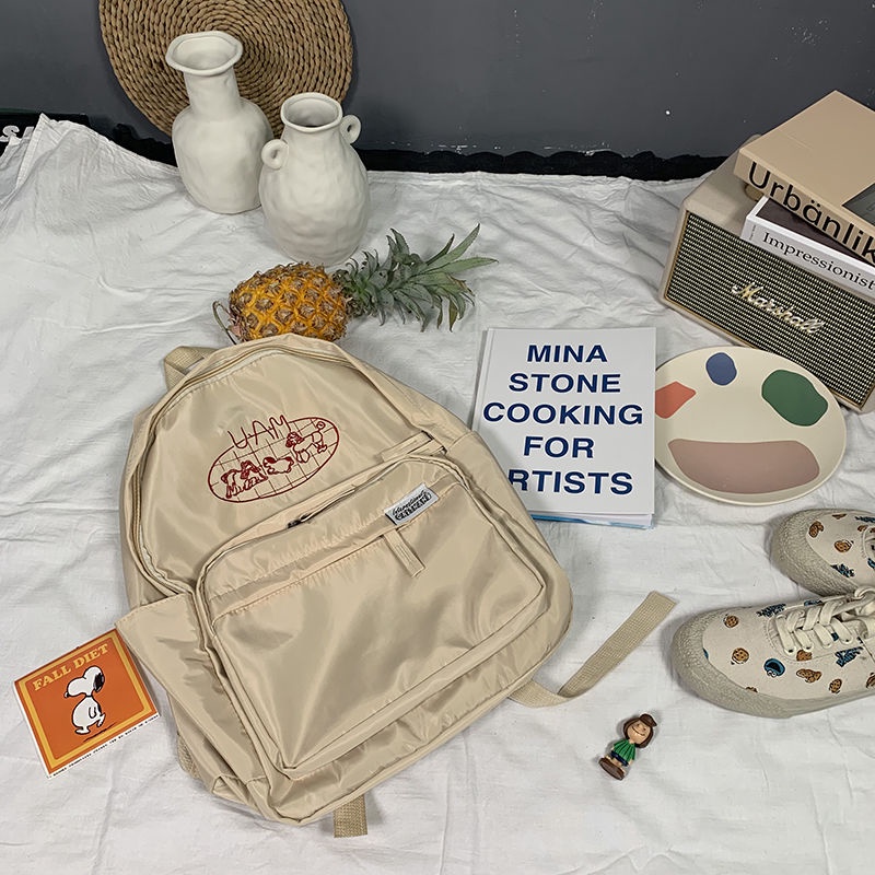 ﹍♣Sera Korea Vintage Gadis Ransel Mahasiswa Anak Anjing Lucu Bordir Lembut Gadis Tas Sekolah Wanita Ransel All-Match