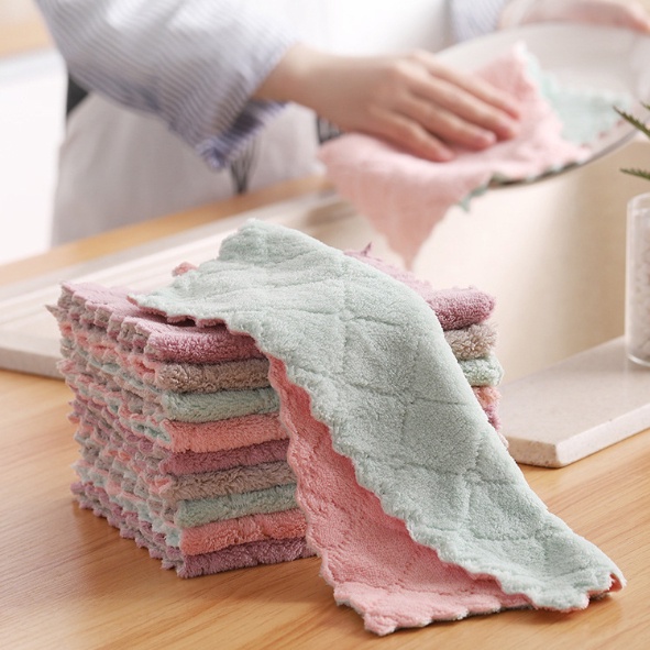 kain lap dapur anti minyak serap air lap piring serbaguna bahan microfiber