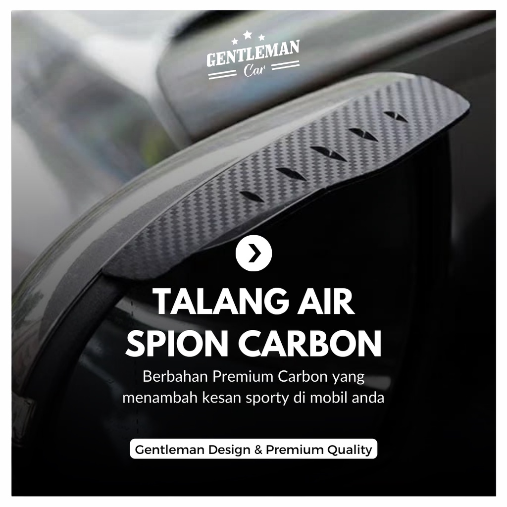 Talang Air Spion model CARBON | Pelindung Air Hujan Mobil | 1 set = 2 pc