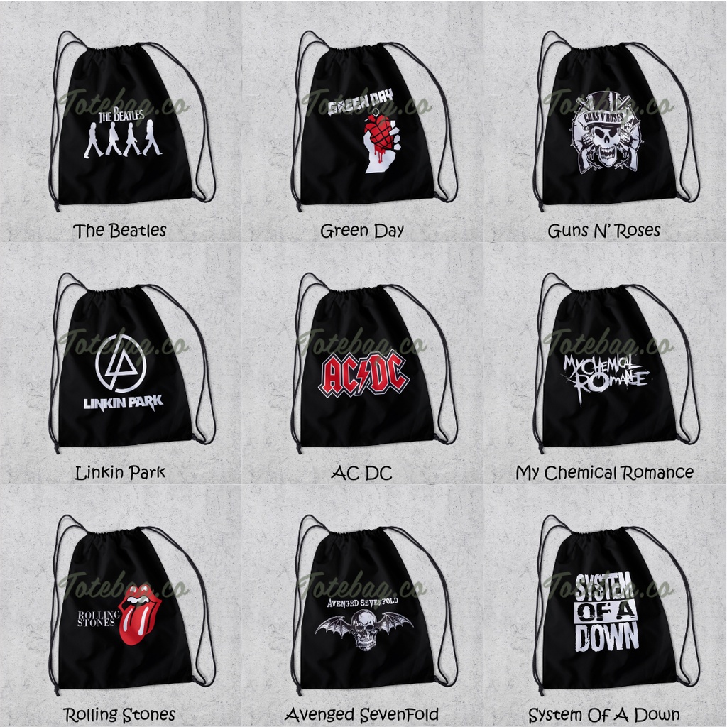 ZCO - Tas  Serut Multifungsi Untuk Olahraga Sekolah Futsal Basket Berenang String Bag Wanita Dan Pria  | New Stringbag Music Musik Name Band  - Tas Serut Dengan Jahitan Rapih Berbahan Taslan - Anti Air Part XII | Morybag