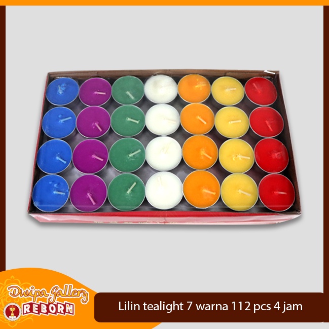 Lilin Tea light/Tealight Aromaterapi Stearin 7 Warna 4 jam 112 pcs/set