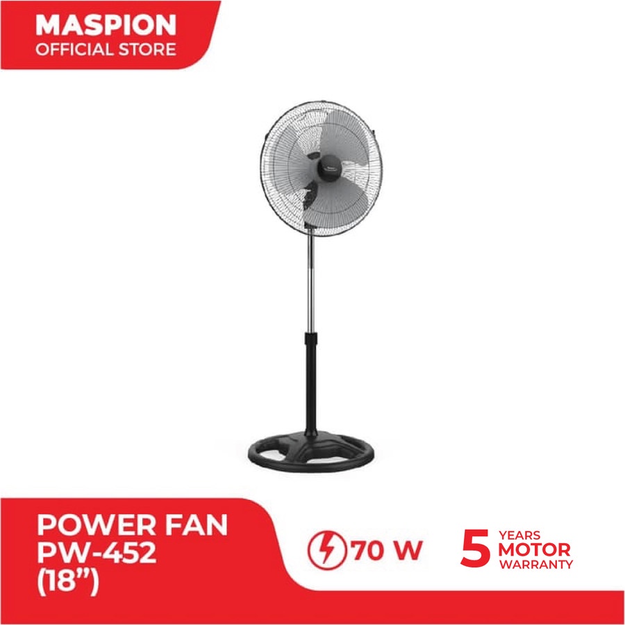 KIPAS ANGIN BERDIRI 18 INCH MASPION PW-452 KIPAS ANGIN DAYA BALING ALUMINUM