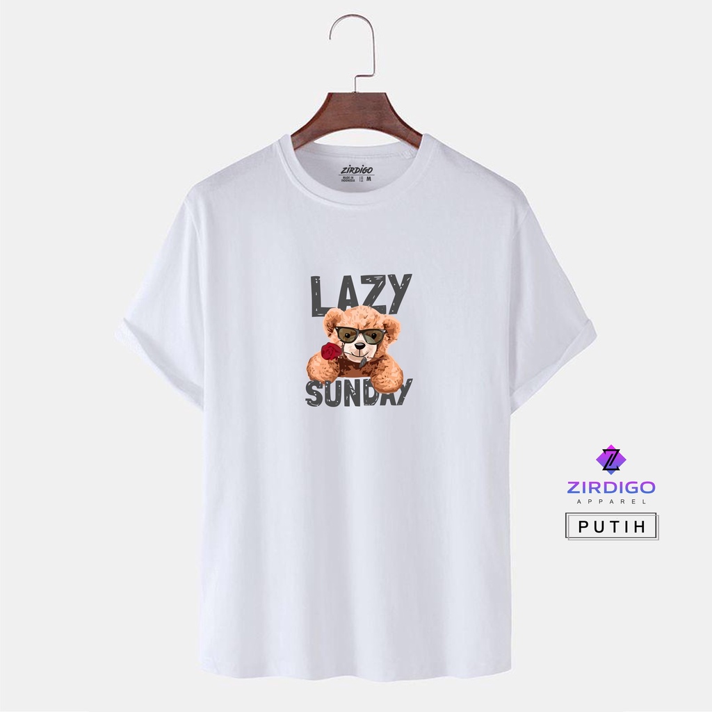 COD Baju Kaos Distro Lazy sunday Lengan Pendek Premium Quality Printing Kaos Murah Kaos Gambar Terlaris