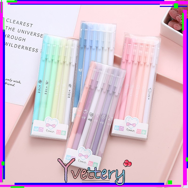 

COD❤️6 Pcs Gel Pen Set Morandi Color Student Signature Pen Siswa Tanda Tangan Pena Sekolah Kantor Pasokan Alat Tulis yy