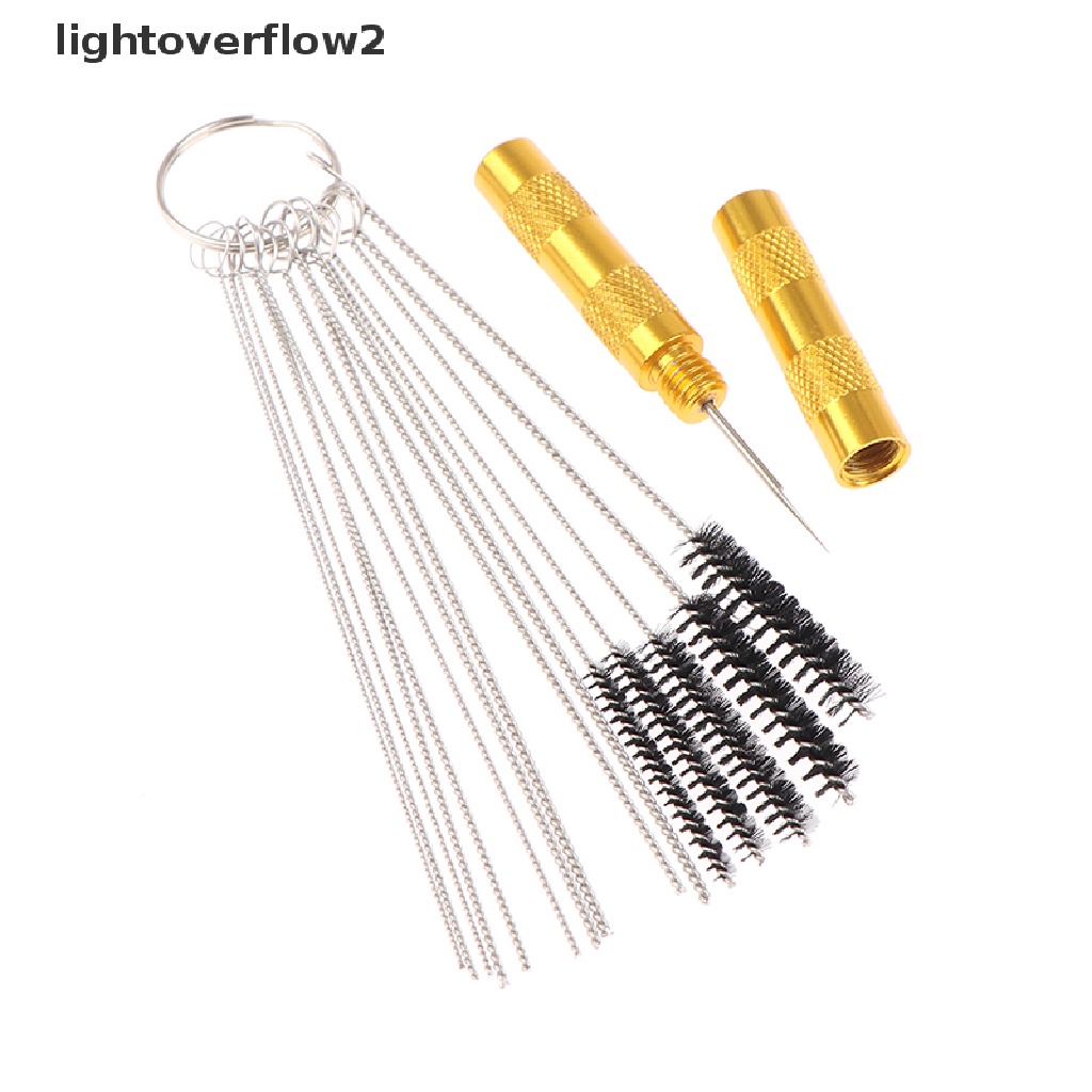 (lightoverflow2) 16pcs / Set Alat Pembersih Nozzle Airbrush Gun + Sikat