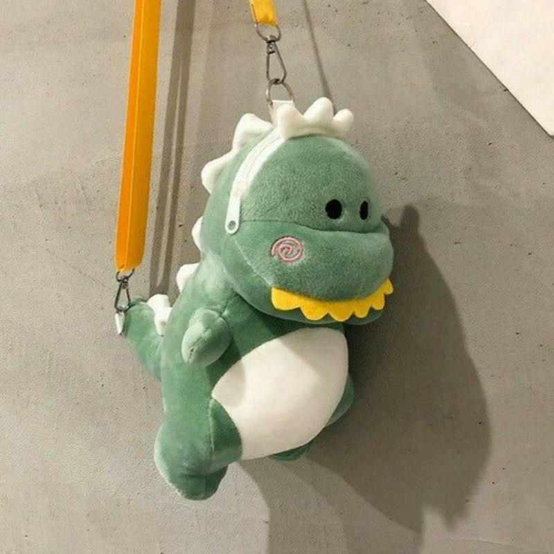 RC Tas Selempang Boneka Dinosaurus Bulu Korea Bisa COD