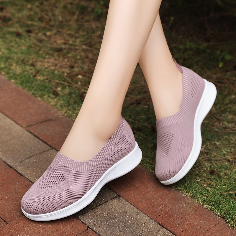 FOKU Sepatu Slip On Wanita Lembut Sepatu Sneakers Wanita Terbaru