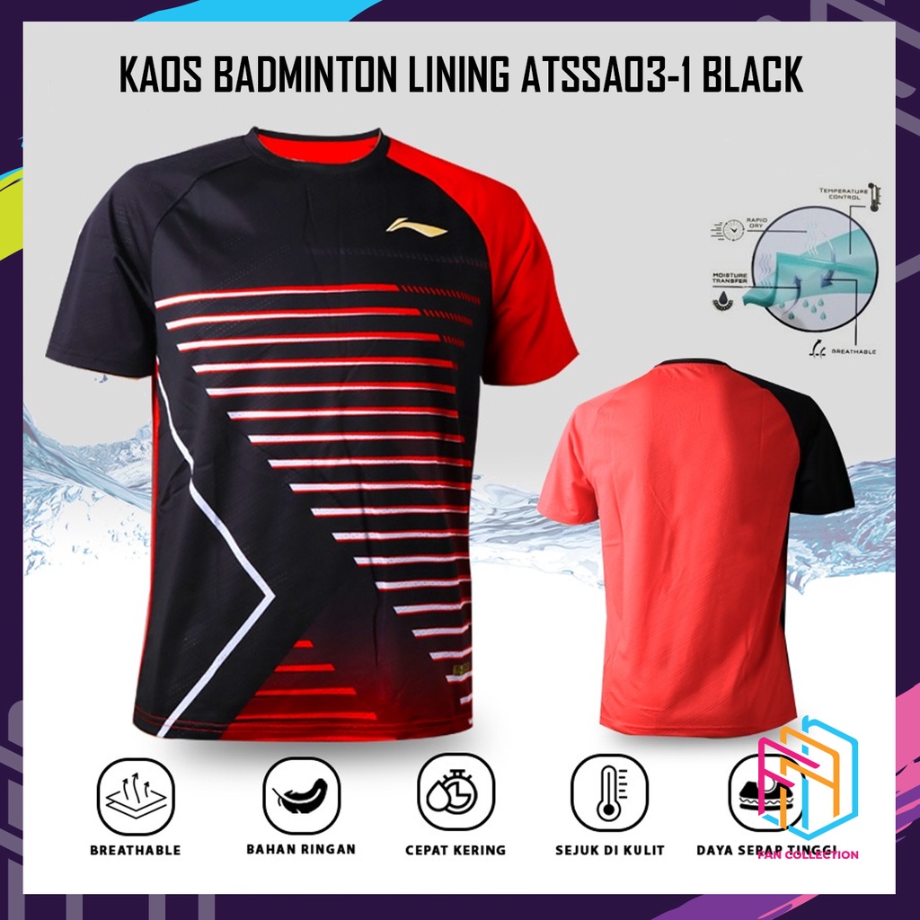 LINING ATSSA03 T-Shirt Kaos Jersey Badminton Lining Original