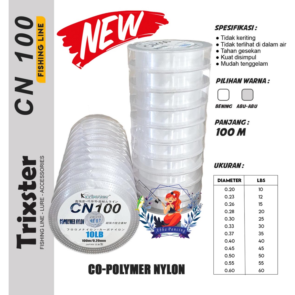 Senar Pancing Trixster CN 100 M Connecting Nyambung Nylon Nilon Mudah Tenggelam Anti Keriting Origin