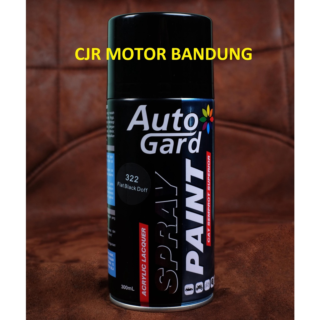CAT SEMPROT Warna Hitam Black Doff 322 AUTO GARD 300mL Spray Paint Dof cat body velg motor mobil