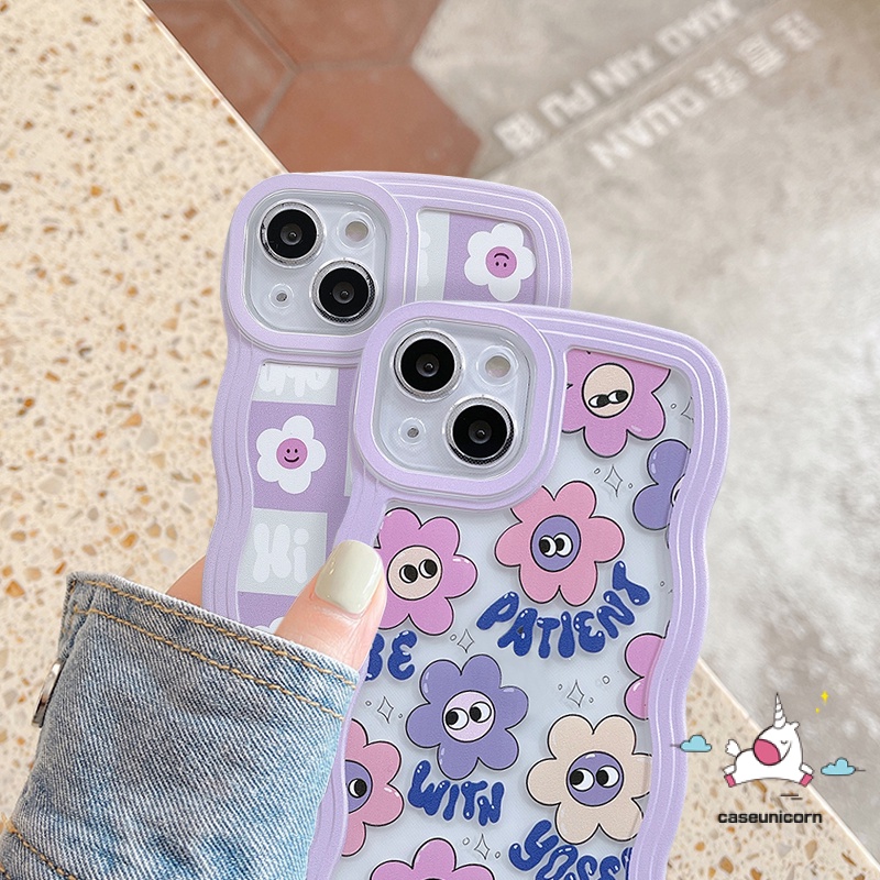 Casing Untuk Realme C53 C15 10 C12 C55 C25 C35 C21Y C25Y C25s C11 2021 C20 C20A C3 5s 5 5i 6i C20A C11 C1 New Wavy Edge Ins Korea Kartun Lucu Smiley Flower Soft Phone Case