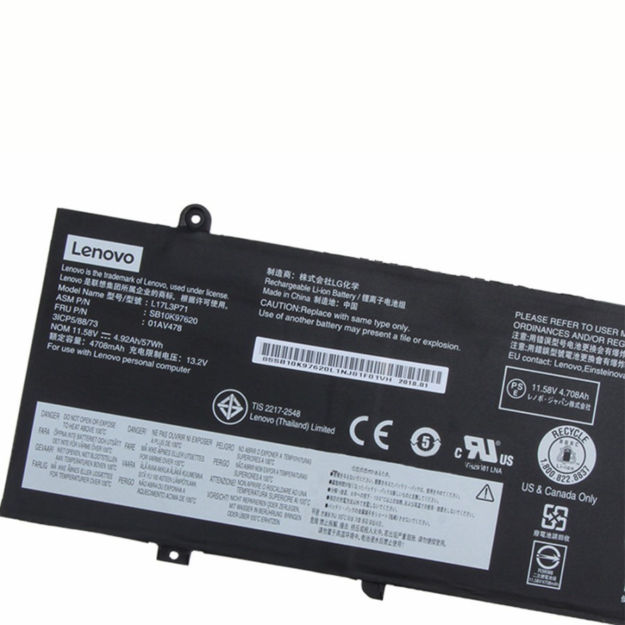 Baterai Lenovo Thinkpad T480S 01AV478 L17L3P71 L17M3P71