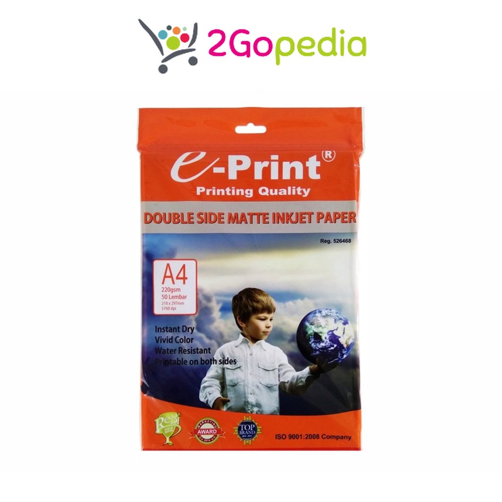 

Kertas Double Side Matte Inkjet Paper A4 220gr 50 Sheets E-Print Grosir Murah Atk