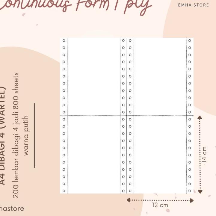 

limited Edition✔️Kertas Continuous Form Struk PPOB PLN A4 Dibagi 4 Wartel 1 Ply 200 Lembar|SQ3
