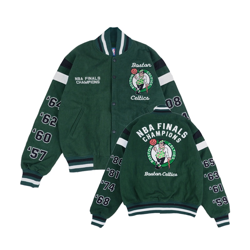 VARSITY JACKET BOSTON CELTICS 8 TIME NBA FINALS CHAMPIONS BASKET BALL SPORT CANVAS TWILL PREMIUM UNI