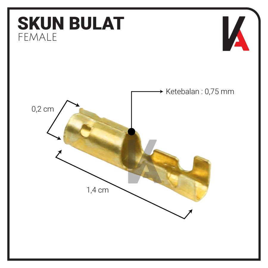 TERMINAL SKUN BULAT CEWEK 187 / FEMALE CEWEK H-2743 / PAKET 100PCS