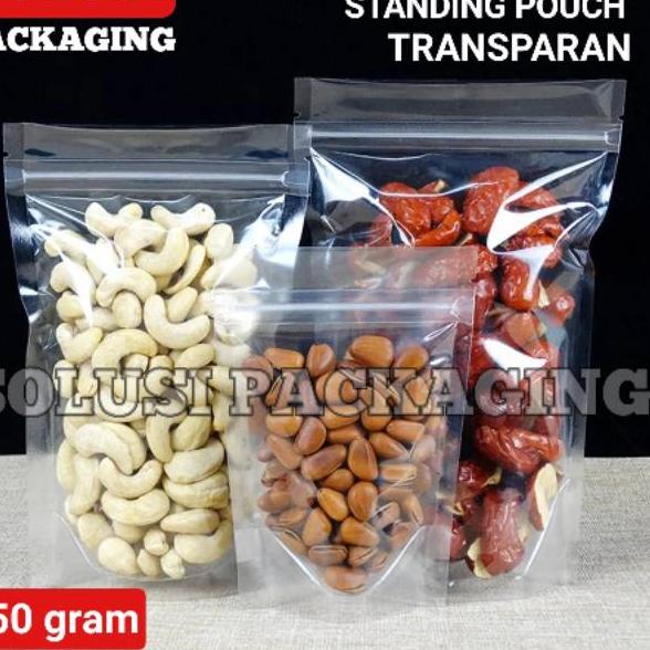First Update ISI 100 PCS STANDING POUCH 250 GR TRANSPARAN-STAND POUCH-KEMASAN KOPI SNACK-PLASTIK KLI