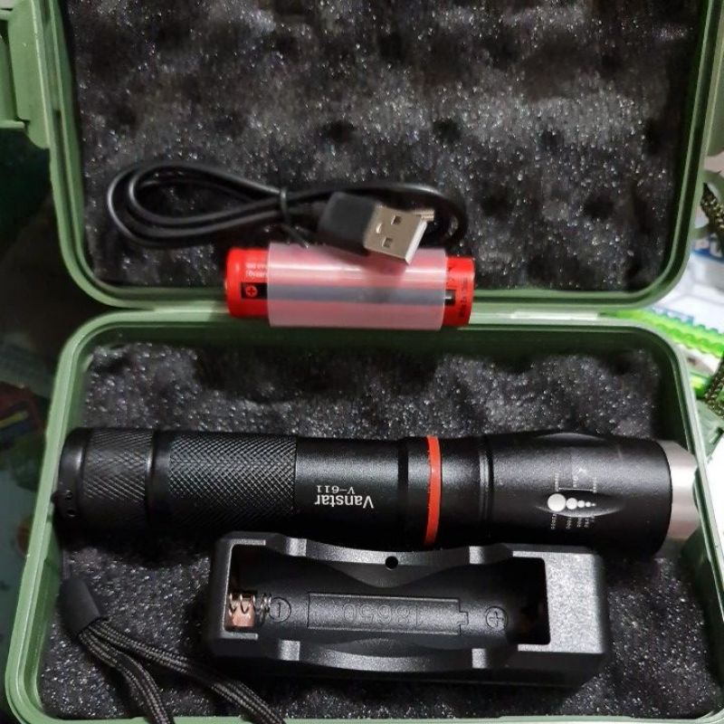 Paket Komplit Senter LED Tactical XM-L2 8000 Lumens Waterproof Flashlight