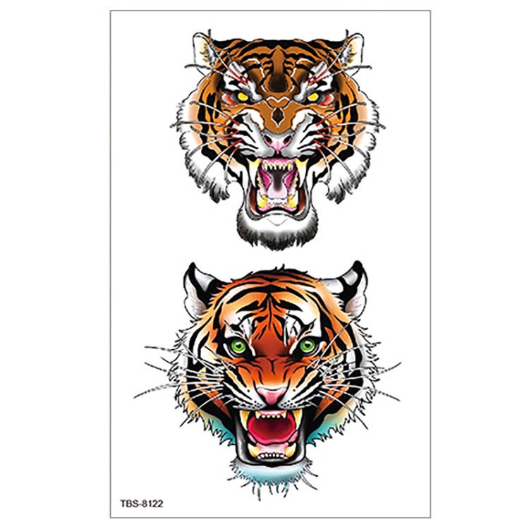 【BTI】Stiker Tato Palsu Sementara Hewan Harimau Warna Tahan Air Stiker Tato