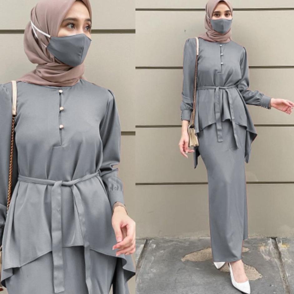 Terbaru Setelan gamis wanita set vanessa Oz setelan rok Vanessa  masker setelan tunik busui + rok sp