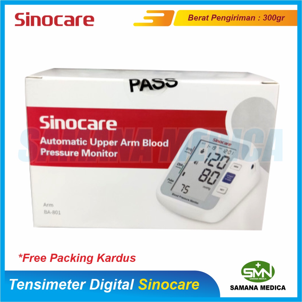 Tensimeter Digital dengan Suara SINOCARE Sinoheart BA-801 / BSX516 Alat Cek Tensi Tekanan Darah dan Nadi Tanpa Adaptor