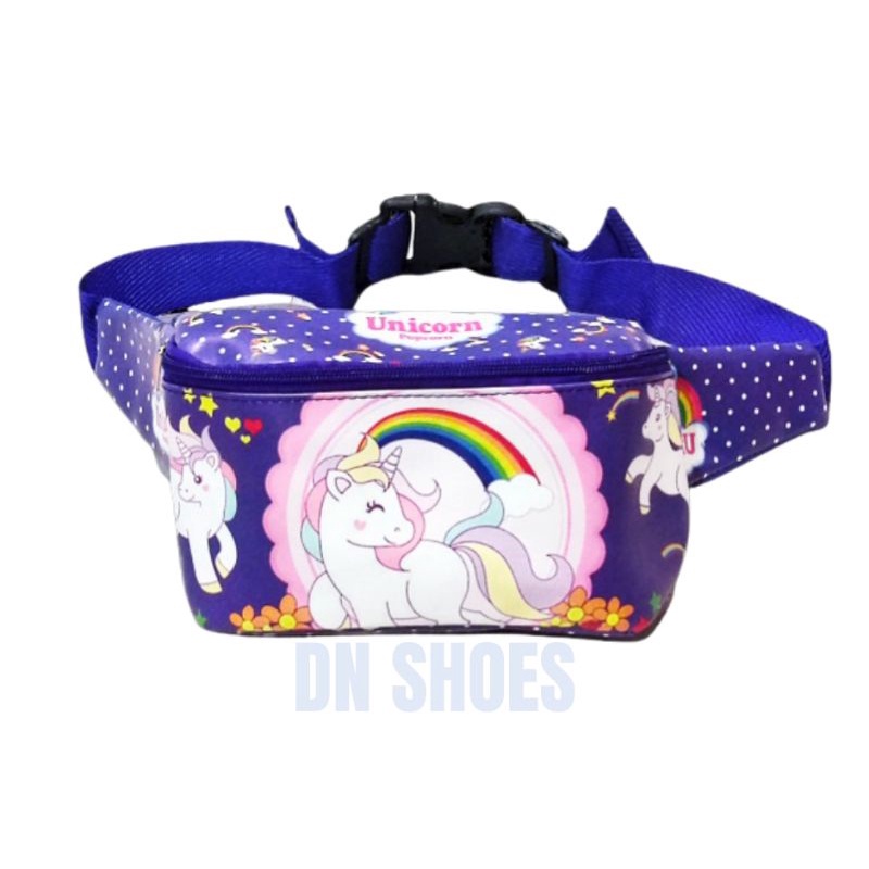 Topi dan weistbag Anak Perempuan Karakter Kudaponi Ungu dan Pink