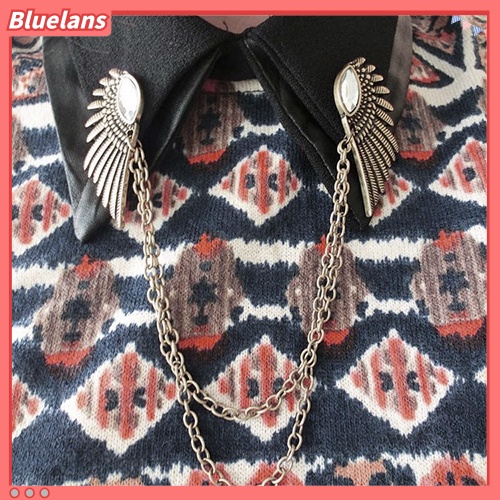 Bluelans Retro Collar Clip Punk Chain Tassel Blouse Shirt Angel Wing Tips Pin Brooch