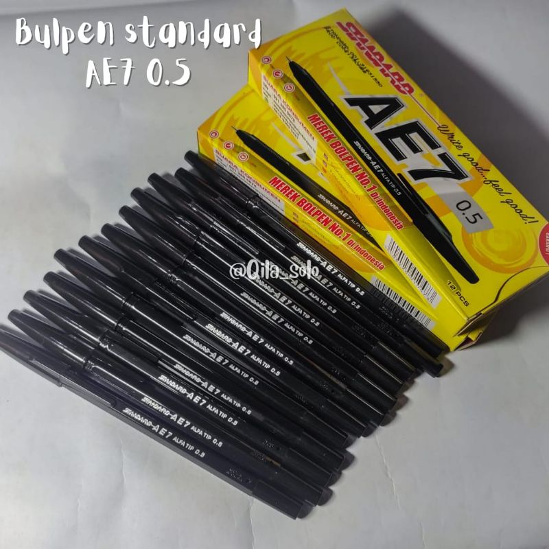 

Bolpoin / Pulpen / Bolpen Standard AE7 0,5 Hitam 1 pak (12 pcs)