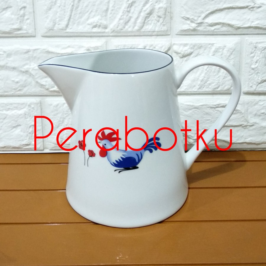 Pitcher 1,2 Liter PT12MA.IPHM Homeco/ Teko Keramik Putih Motif Ayam Biru
