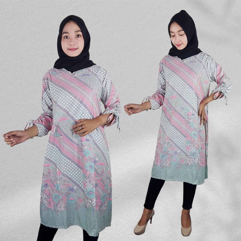 Tunik Batik Panjang Warna Soft - Naira Batik