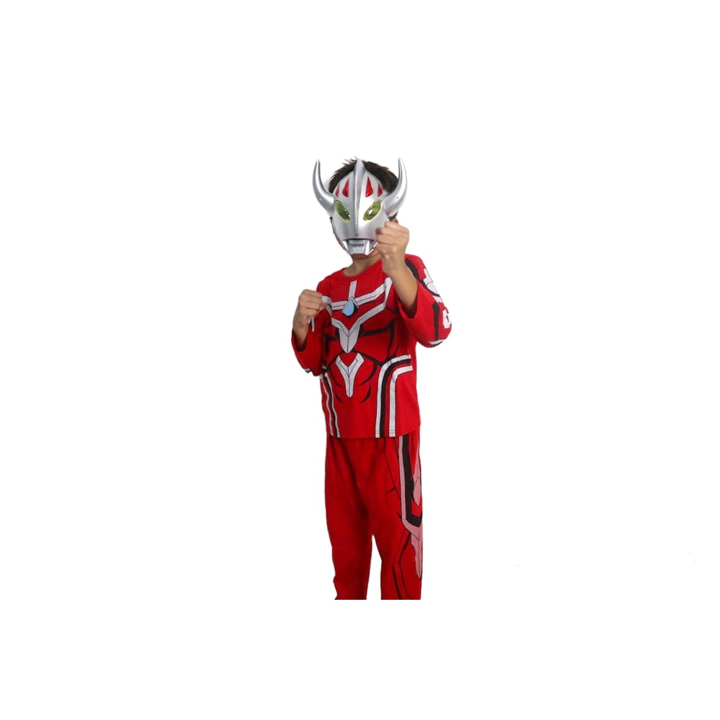 KOSTUM BAJU ANAK ULTRAMEN MERAH GRATIS TOPENG TANDUK