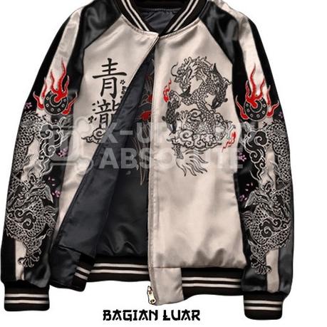 Trendy Jaket Varsity Sukajan X Urband/ Jaket Sukajan Embroidery Two In One Dragon Koi
