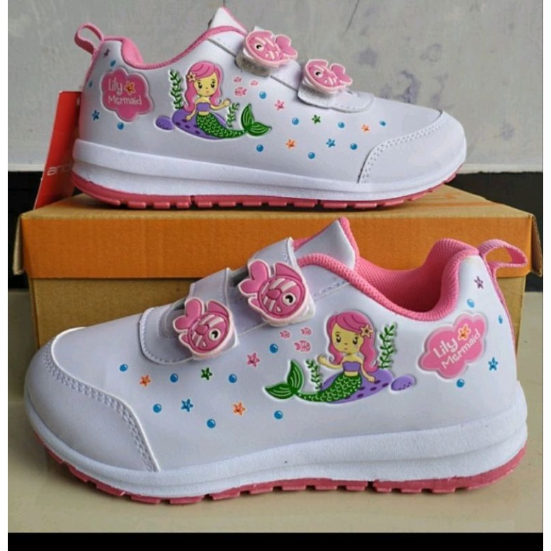 SEPATU SNEAKERS MAGICAL FLOWER VELCRO ANAK  KUDA PONY/ SEPATU ANAK TK SD / SEPATU PUTIH ANAK