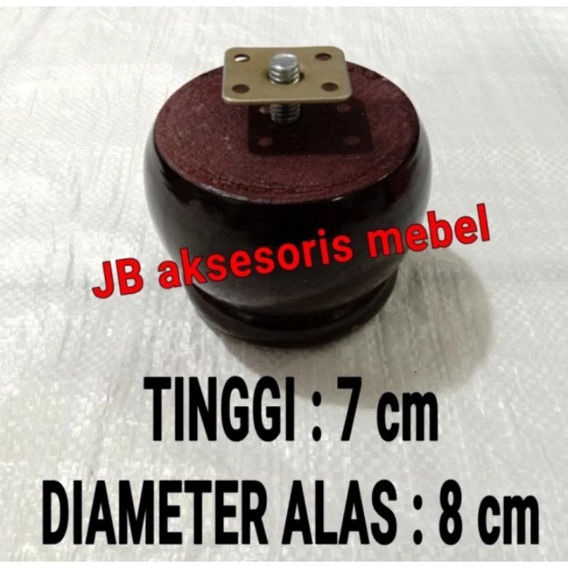 KAKI KURSI KAYU BULAT 7 cm / KAKI SOFA MEJA LEMARI MODEL APEL 70 mm
