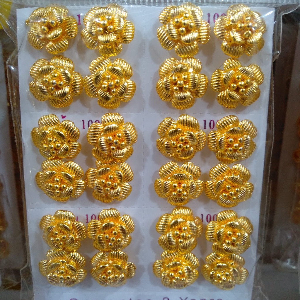 AV170 Grosir Anting Tusuk Motif Bunga Lapis Emas