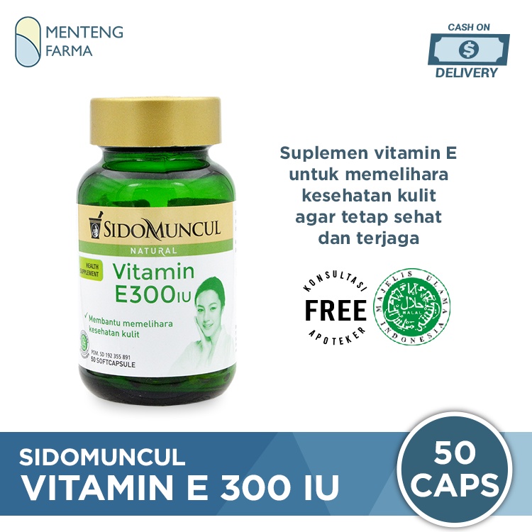 Sido Muncul Natural Vitamin E 300 IU 50 Kapsul Lunak - Vit E 300 IU Kesehatan Kulit