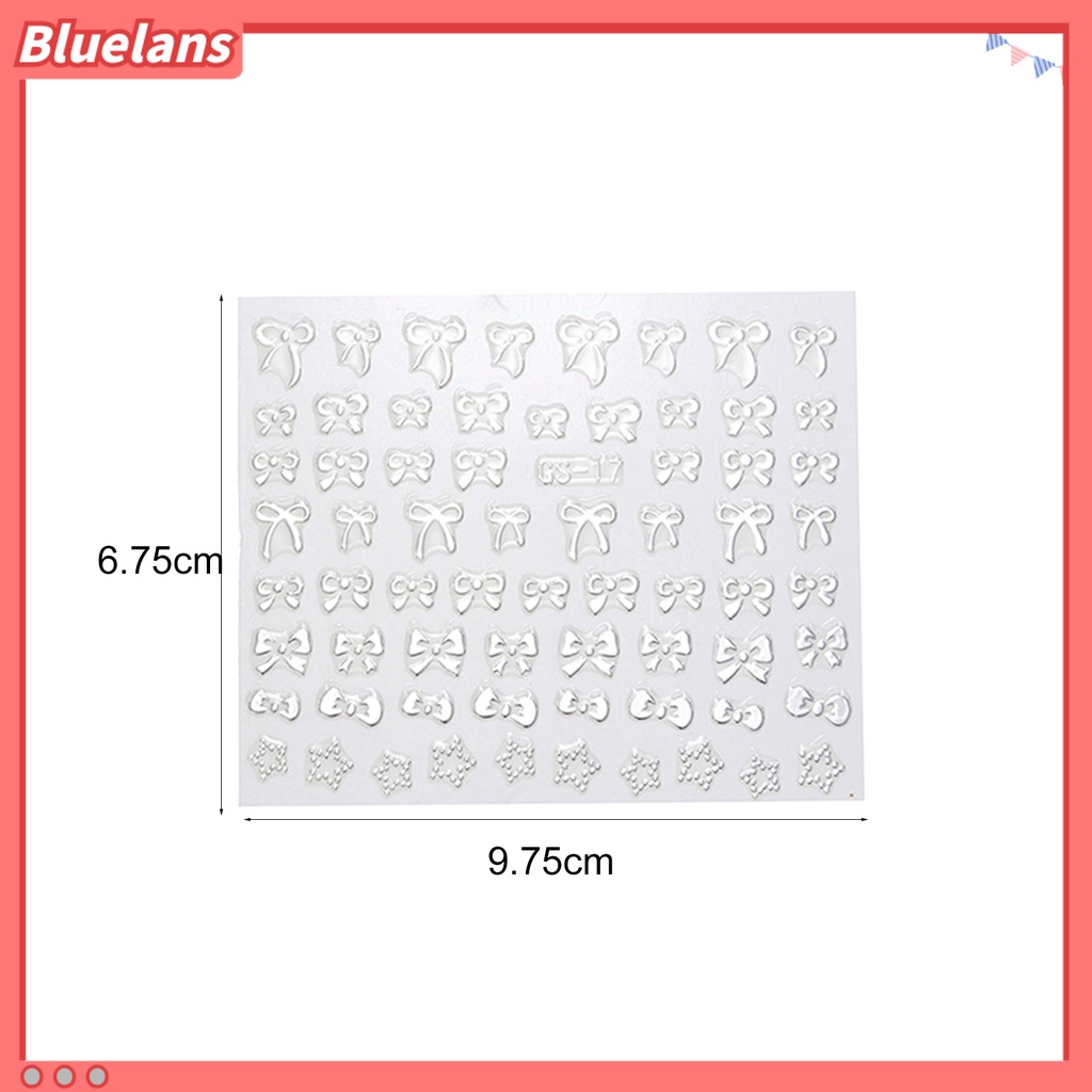 [Bayar Di Tempat][bluelans] Stiker Nail Art Manicure DIY Bentuk Pita / Hati 3D